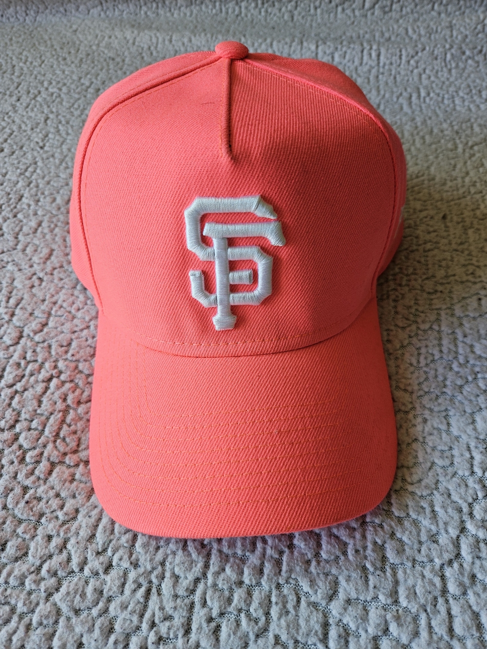 SF New Era Neon Coral 9FORTY Baseball Cap with White Logo Trim